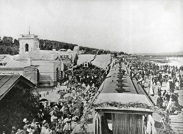 Russia, Trans-Siberian railway: arrival of first train at Irkutsk Station, 1910