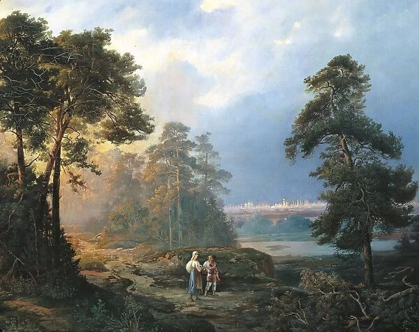 Russia, View of Moscow from the Sparrow Hills by Petrov, oil on canvas, 1856