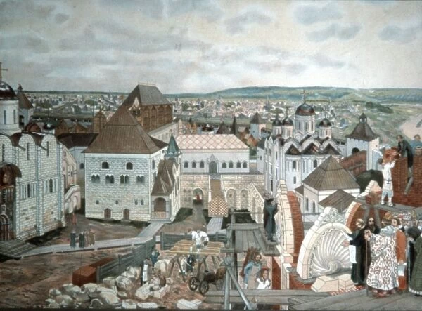 Russian art - painting of moscow in ancient times by v, m, vasnetsov (19th century)