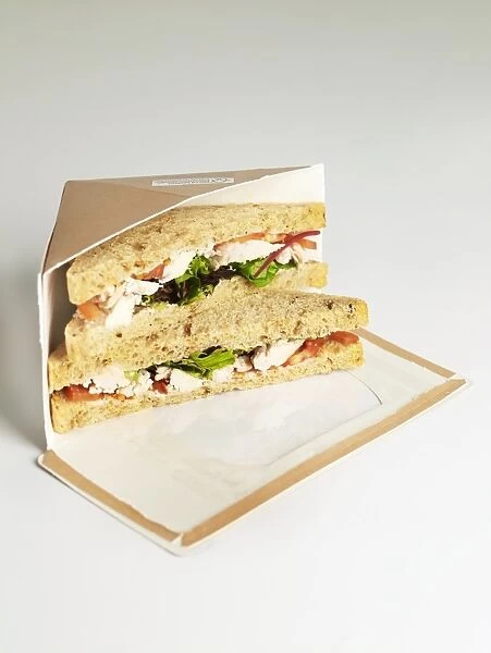 Sandwich in packaging, close-up