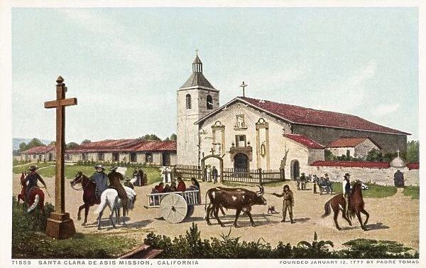 Santa Clara de Asis Mission, California Postcard. ca. 1915-1925, Santa Clara de Asis Mission, California Postcard