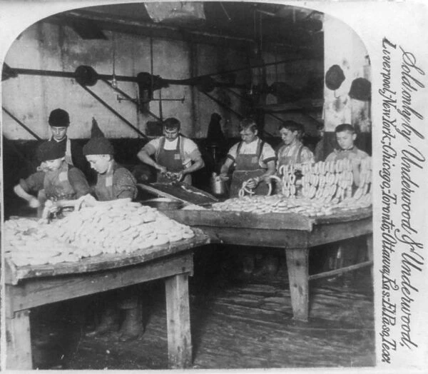 Sausage department at Armour and Companys meatpacking factory, Chicago, Illinois, USA