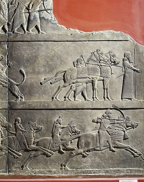 Scene of Ashurbanipal hunting with his squires, Relief from Royal Palaces of Nineveh, circa 645 B. C