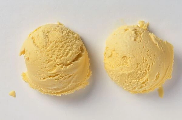 Two scoops of vanilla ice cream