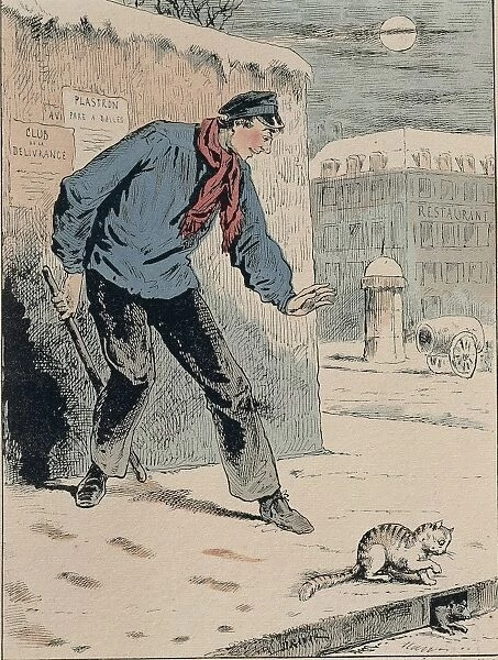 Searching for food during Paris siege, Caricature, 1870-1871
