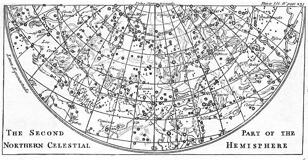 Second part of the star chart of the Northern Celestial Hemisphere showing constellations