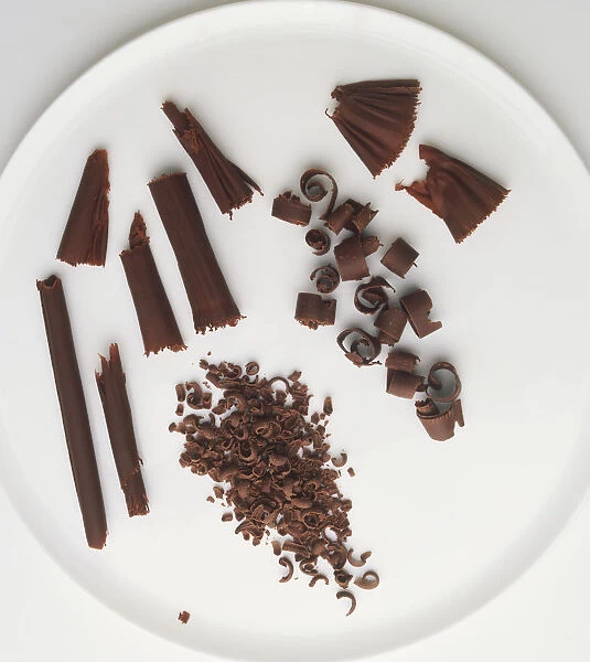 Selection of chocolate curls and shavings