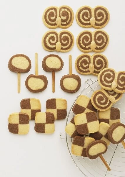 A selection of plain and chocolate shortbread biscuits