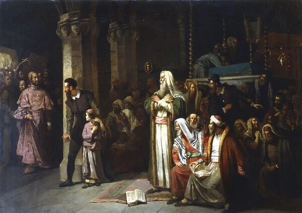 Service in the Synagogue during the reading from the Torah, interrupted by the entrance