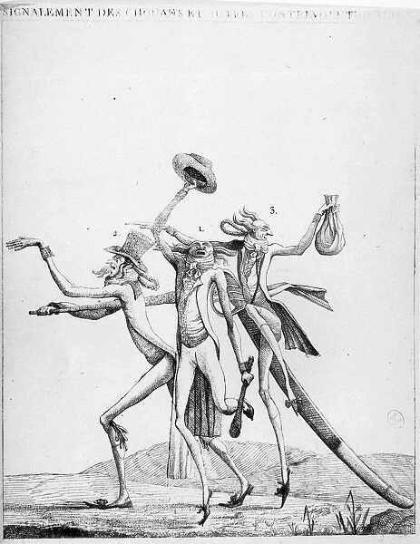 Signalement de chouans et autre contre-revolutionnaires Caricature, print, 1795