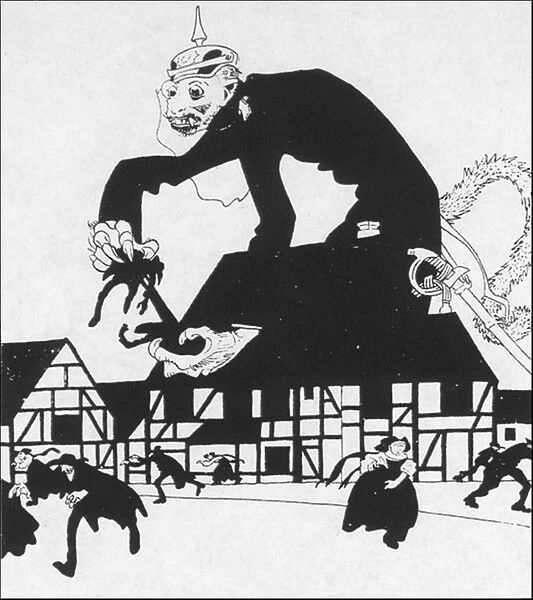 Simplicissimus, November 1913. Cartoon depicting the Zabern Affair: The Alsatian Bogeyman
