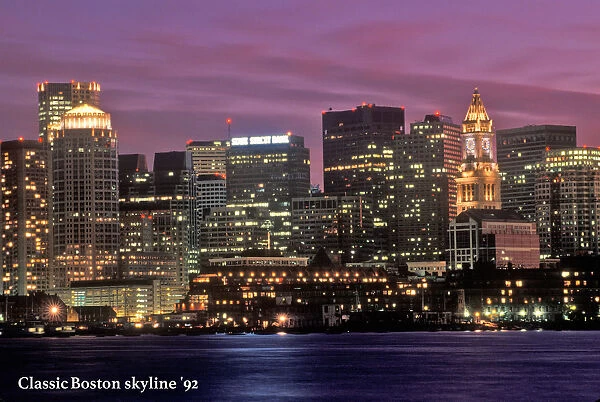 Skyline At Night, Boston, Massachusetts