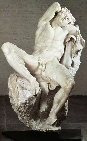 Sleeping or drunken satyr known as the Barberini Faun, Roman marble copy