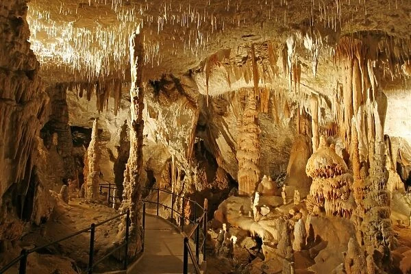 Slovenia, Postojna Caves, footpath through cave