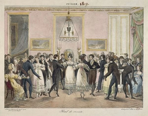 Society ball by Hippolyte Lecomte, engraving, 1819