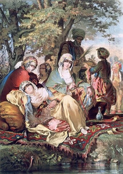 Souvenirs of the East: Harem, 1857. Oil on canvas. Women of the Harem lounging