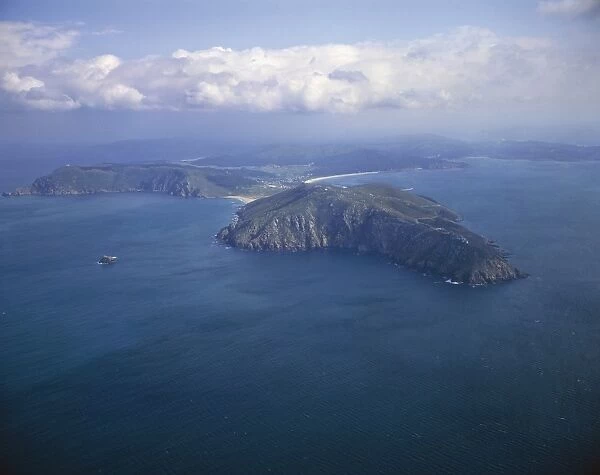 Spain, Galicia, Costa da Morte, Aerial view of Cape Finisterre