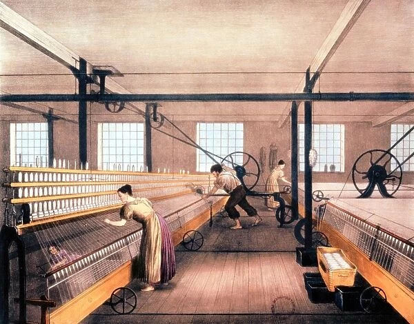 Spinning cotton with self-acting mules of type devised by Richard Roberts (1825)