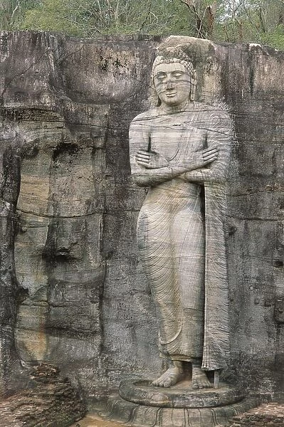 Sri Lanka, North Central Province, Polonnaruwa, Gal Vihare, statue of Ananda