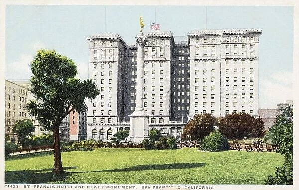 St. Francis Hotel and Dewey Monument, San Francisco, California Postcard. ca. 1915-1925, St. Francis Hotel and Dewey Monument, San Francisco, California Postcard