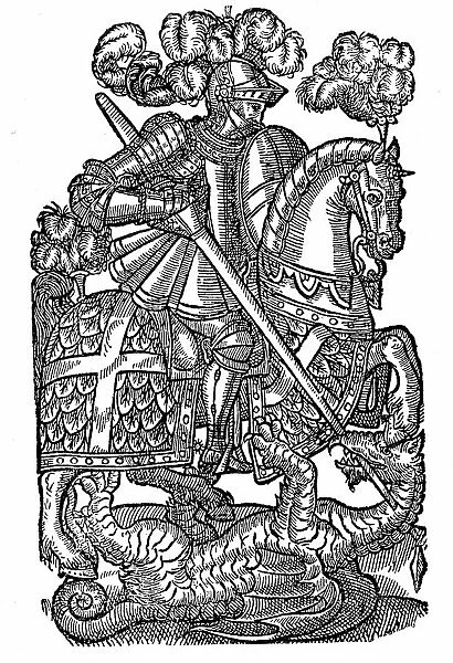 St George (dc303), the Red Cross Knight, killing the Dragon. Perhaps Roman centurion