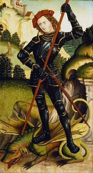 St George and the Dragon. High Rhenish School c1500. Private collection