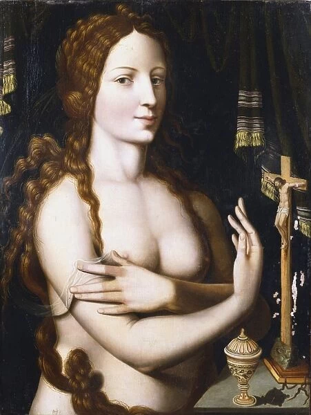 St Mary Magdalene Penitent. Milanese School c1530. Oil on canvas. Private collection