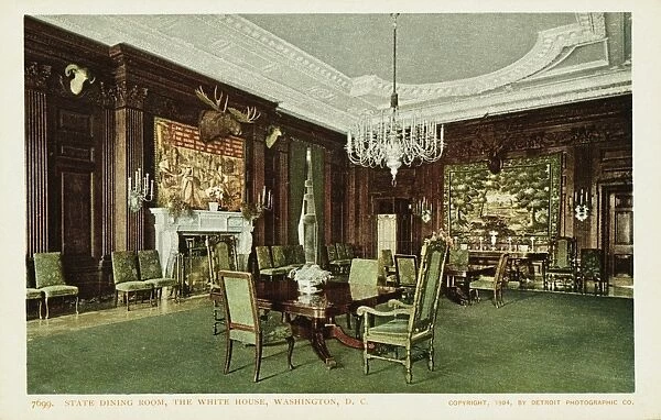 State Dining Room, The White House, Washington, D. C. Postcard. 1904, State Dining Room, The White House, Washington, D. C. Postcard