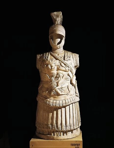 Statue of Trophy of arms with parade armor of Roman officer, from Rhodes, Greece, 1st century B. C