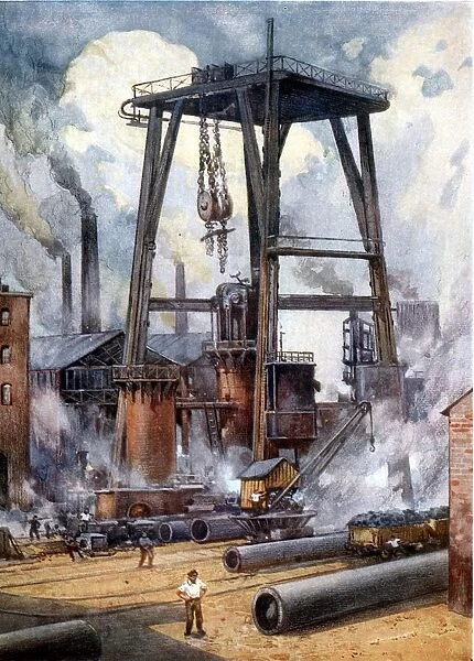 Steel works c1925. Illustration