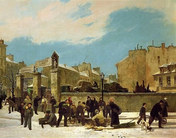 Storage area for wood to be burnt at Montparnasse Boulevard, Paris, in January 1871 by Jules Didierand Jacques Guiaud