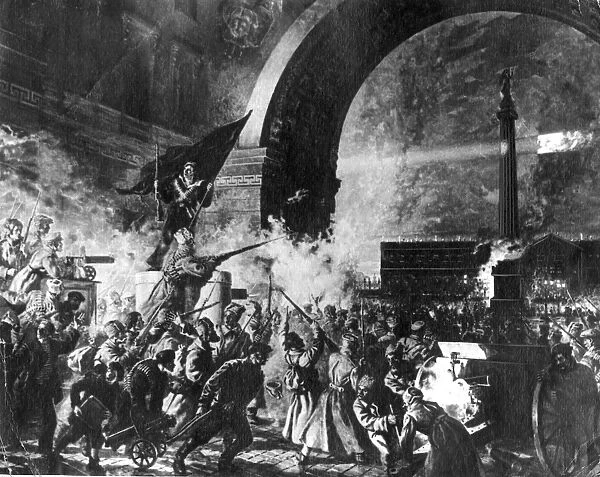 The storming of the winter palace in st, petersburg during the great october revolution 1917