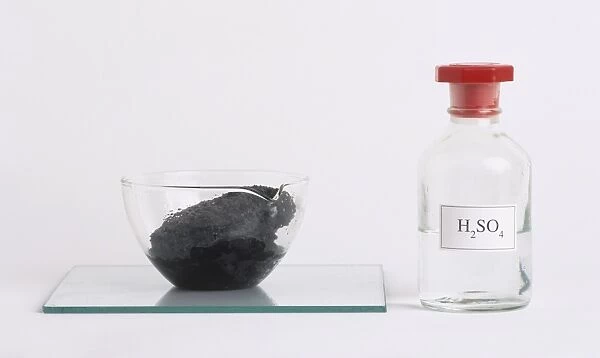 Sugar changed to black carbon in glass bowl after mixing with sulphuric acid from bottle