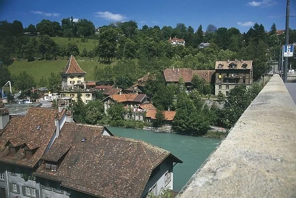 Switzerland, Bern, Medieval buildings and Aare River