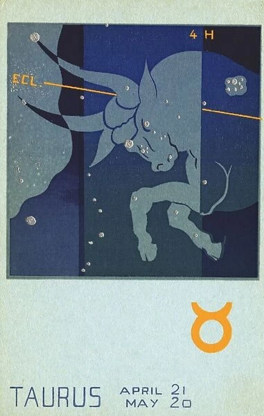 Taurus Serigraph Postcard. ca. 1900-1920, Taurus Serigraph Postcard