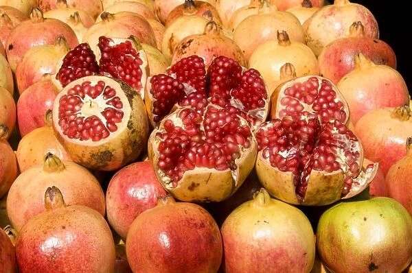 Thailand, Bangkok, pomegranates displayed at market stall