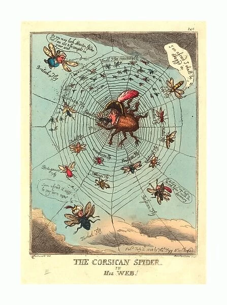 Thomas Rowlandson (british, 1756 - 1827 ), The Corsican Spider In His Web, Published 1808