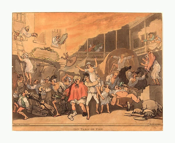 Thomas Rowlandson (british, 1756 - 1827 ), The Inn Yard On Fire, 1791