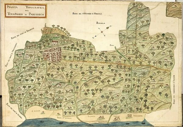 Topographic map of area of Partinico, Palermo province, Sicily region