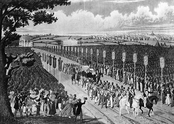 Trade Unionism: Demonstration in Copenhagen Fields, London 21 April 1834 in protest
