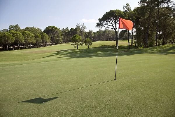 Turkey, Belek, Gloria Golf Club, flag on golf course near Antalya