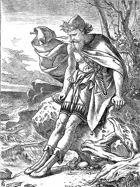 Ulysses on Ogygia. Ulysses, mythical king of Ithaca, hero of Homers Odyssey (Odysseus)