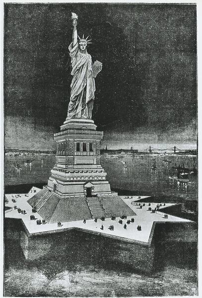 United States of America, New York, Statue of Liberty, engraving, 1886