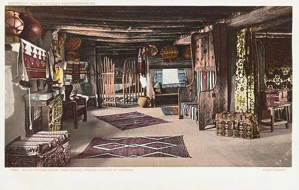 An Up-Stairs Room, Hopi House Postcard. 1905, An Up-Stairs Room, Hopi House Postcard