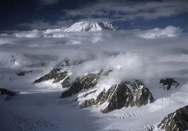 USA, Alaska, Denali National Park, snow covered peaks at Mount McKinley