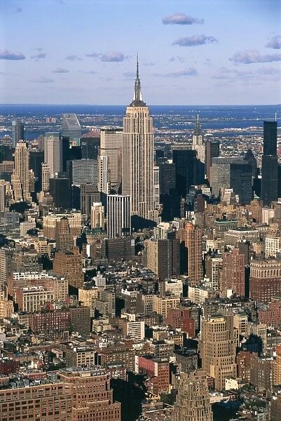 USA, New York, New York City, Aerial view of Manhattan with Empire State Building