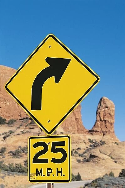 USA, Utah, Arches National Park, road sign