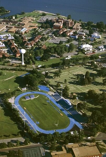 USA, Virginia, Hampton, Aerial view of Hampton with stadium