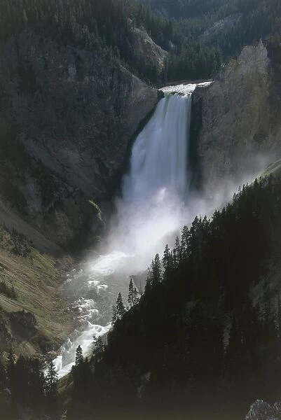 USA, Wyoming, Yellowstone National Park (UNESCO World Heritage List, 1978). Waterfalls, aerial view