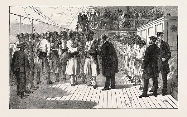 Vaccinating the Crew of a P. and O. Steamer at Victoria, Engraving 1876